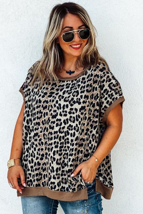 Leopardprint Legere Kurzarmbluse - Image 4