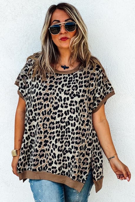Leopardprint Legere Kurzarmbluse - Image 5