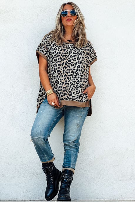 Leopardprint Legere Kurzarmbluse - Image 6