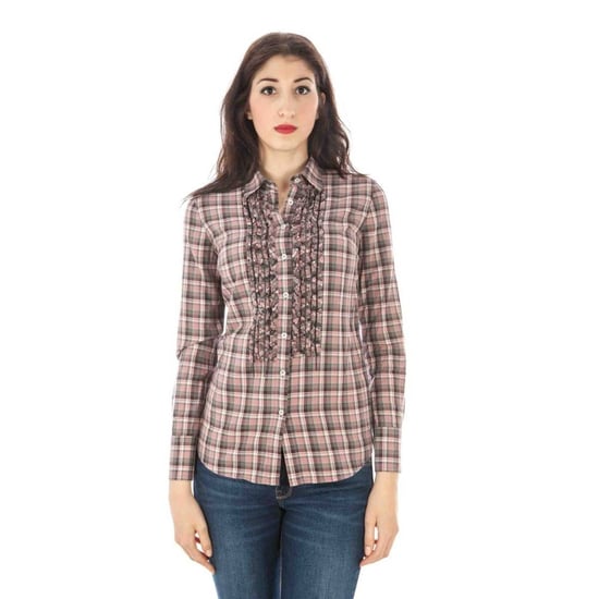 Karo-Rüschendetail-Shirt - Image 1