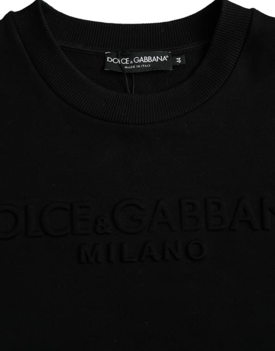 Dolce & Gabbana Rundhals-Sweatshirt mit langen Ärmeln und geprägtem Logo - Schwarz - Image 3