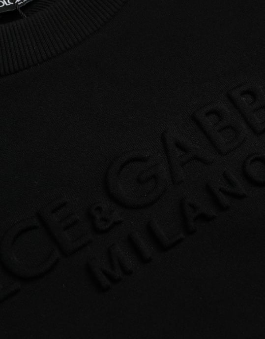 Dolce & Gabbana Rundhals-Sweatshirt mit langen Ärmeln und geprägtem Logo - Schwarz - Image 4
