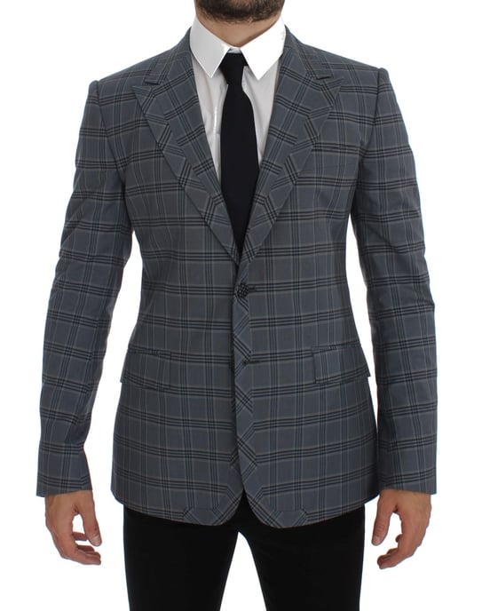 Grau Karierter Blazer Klassische Passform - Image 1