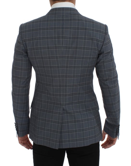 Grau Karierter Blazer Klassische Passform - Image 3