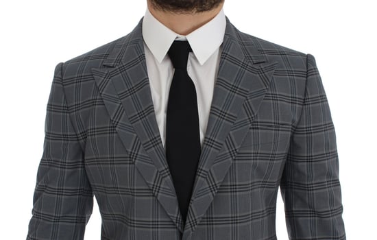 Grau Karierter Blazer Klassische Passform - Image 4