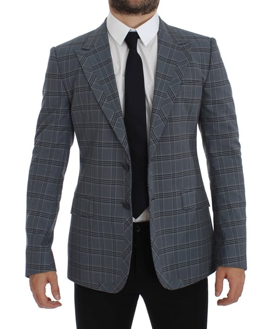 Grau Karierter Blazer Klassische Passform - Image 5