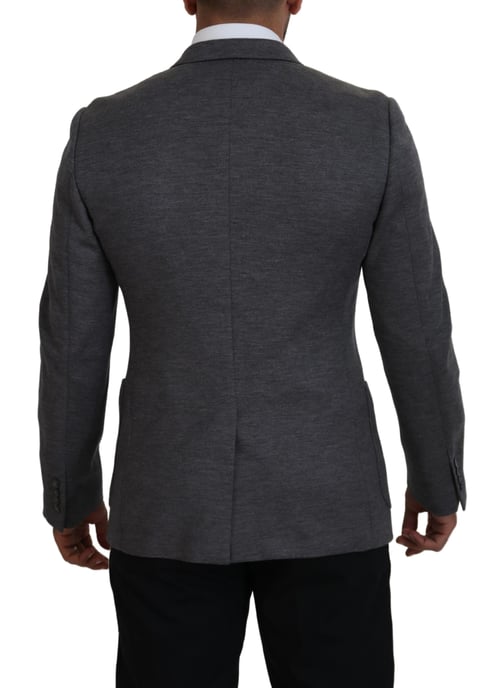 Grauer Blazer mit bestickter Biene im klassischen Schnitt - Image 3