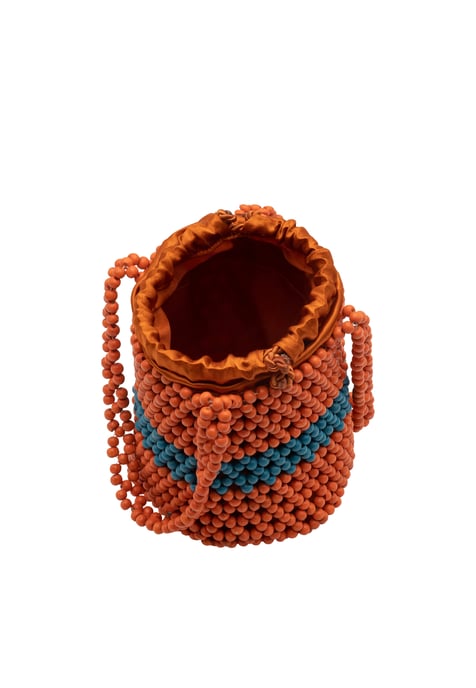 IZIA Bucket Bag aus Perlen Damen Orange Mehrfarbig - Image 4