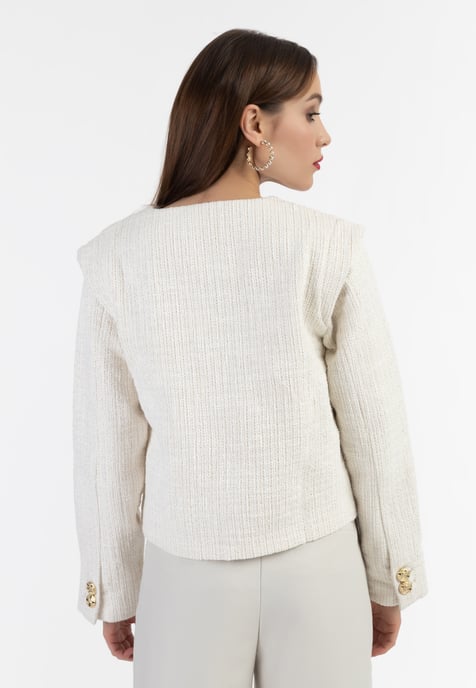 Faina Kurze Blazerjacke Damen Wollweiß - Image 4
