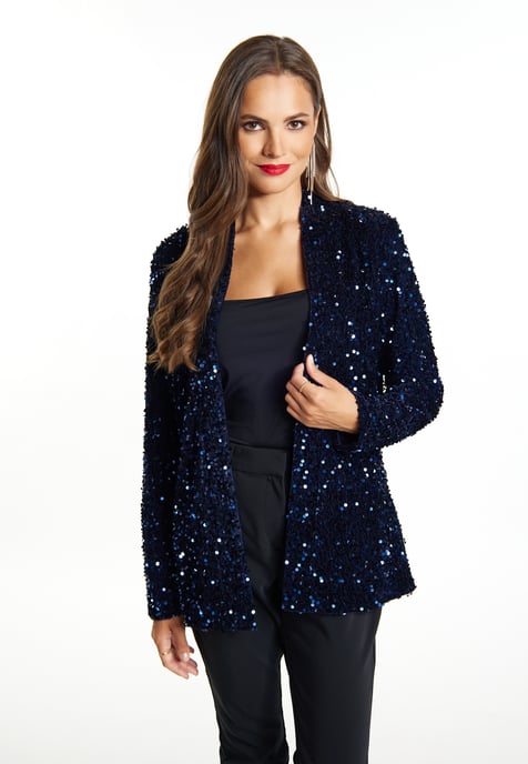 Faina Blazer mit Pailletten Damen Marine - Image 3
