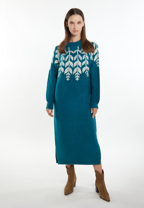 usha Maxi Strickkleid Damen Petrol Mehrfarbig - Image 2