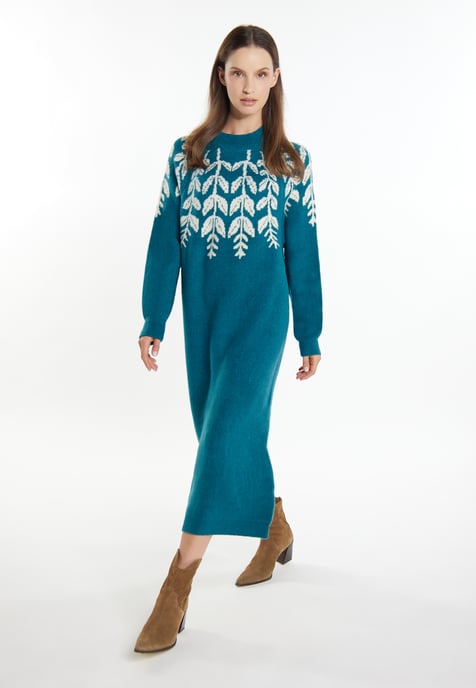 usha Maxi Strickkleid Damen Petrol Mehrfarbig - Image 4