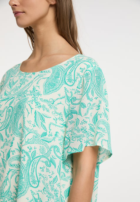 usha Kurzarmkleid Damen Türkis Wollweiss - Image 5