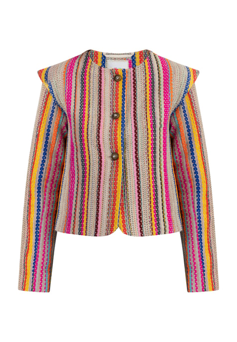 IZIA Kurze Blazerjacke Damen Mehrfarbige rosa Streifen - Image 1