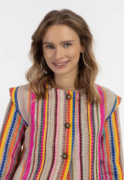 IZIA Kurze Blazerjacke Damen Mehrfarbige rosa Streifen - Image 5