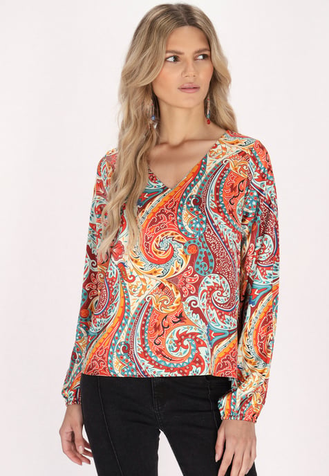 usha Bluse Damen Orange Mehrfarbig - Image 3
