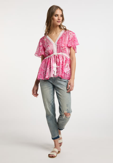 IZIA Bluse Damen rosa weiss - Image 2