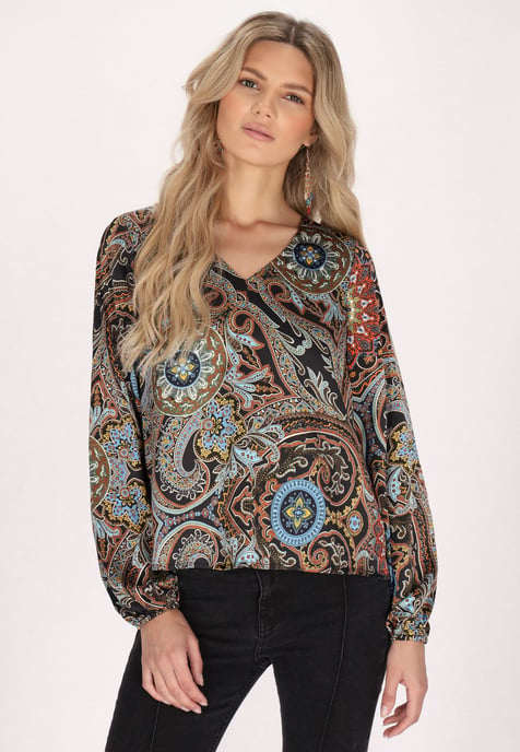 usha Bluse Damen Schwarz Mehrfarbig - Image 3