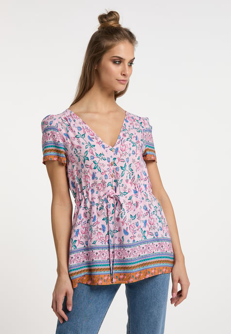 usha kurzarmbluse Damen Rosa Mehrfarbig - Image 3