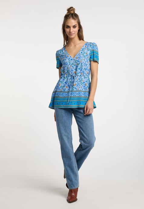 usha kurzarmbluse Damen Hellblau Mehrfarbig - Image 2