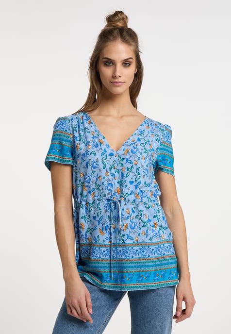 usha kurzarmbluse Damen Hellblau Mehrfarbig - Image 3