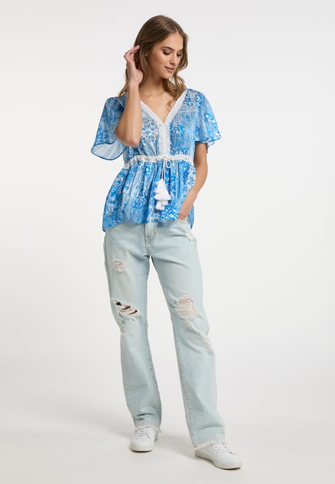 IZIA Bluse Damen blau weiss - Image 2