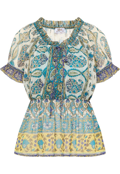 usha Blusenshirt mit Rüschenärmeln Damen Blau Mehrfarbig - Image 1