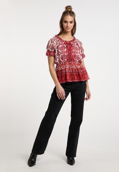 usha Blusenshirt mit Rüschenärmeln Damen Rot Mehrfarbig - Image 2