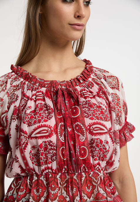 usha Blusenshirt mit Rüschenärmeln Damen Rot Mehrfarbig - Image 5