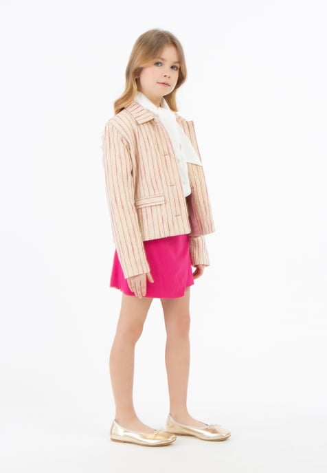 Faina Blazerjacke Mädchen Rosa Wollweisser Streifen - Image 2