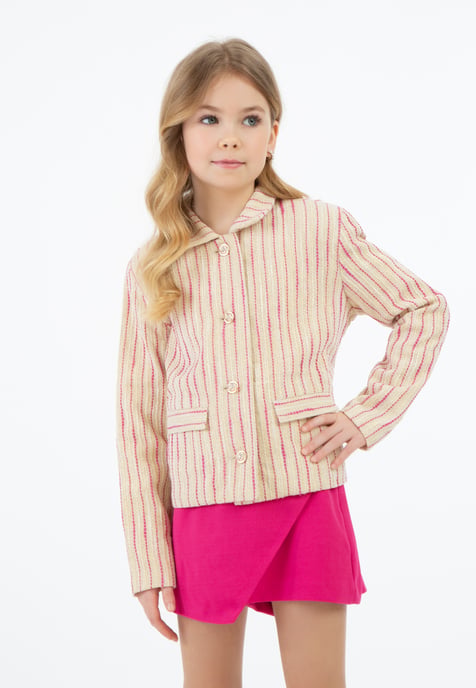 Faina Blazerjacke Mädchen Rosa Wollweisser Streifen - Image 3