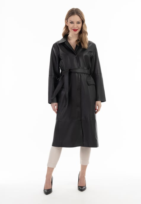 Faina Ledermantel Damen schwarz - Image 2