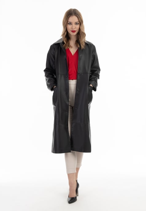 Faina Ledermantel Damen schwarz - Image 4