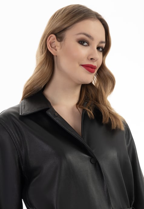 Faina Ledermantel Damen schwarz - Image 5