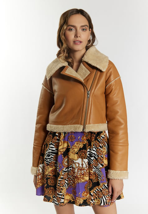 Faina Lederjacke Damen Cognac - Image 3