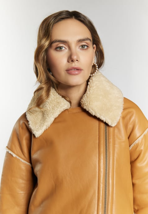Faina Lederjacke Damen Cognac - Image 5