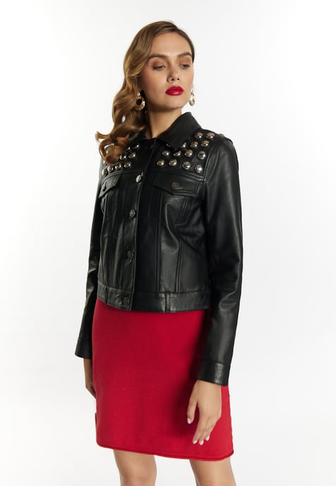 Faina Lederjacke Damen schwarz - Image 3