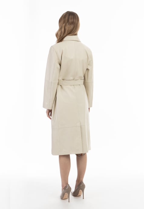 Faina Ledermantel Damen Wollweiß - Image 3