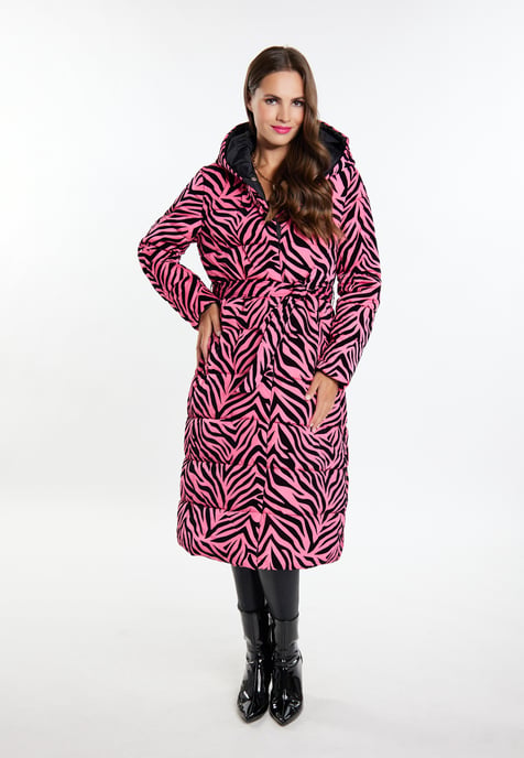 Faina Langer Steppmantel Damen Rosa Zebra - Image 4