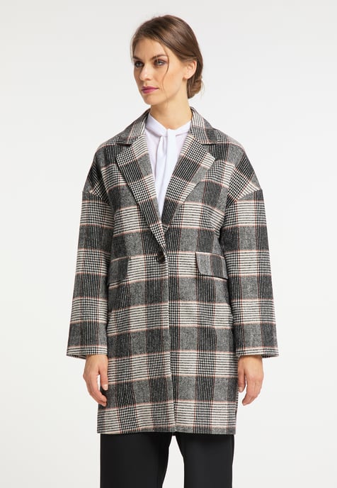 usha Glencheck Mantel Damen Weiss Kariert - Image 3