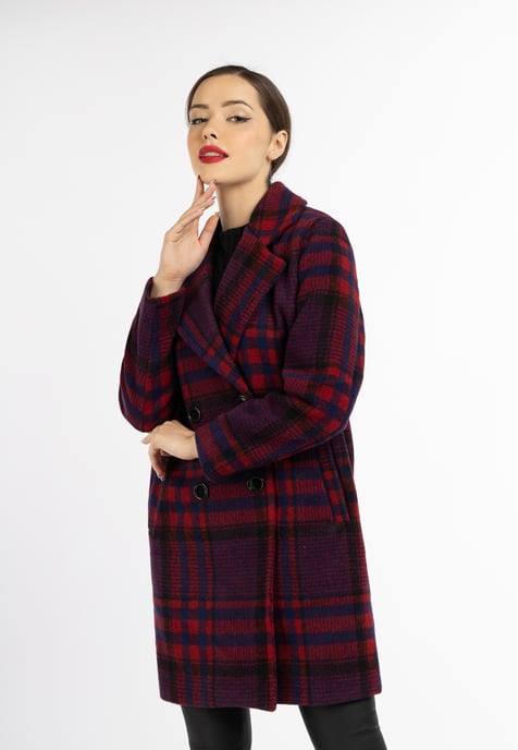 Faina Mantel Damen Rot Karriert - Image 3