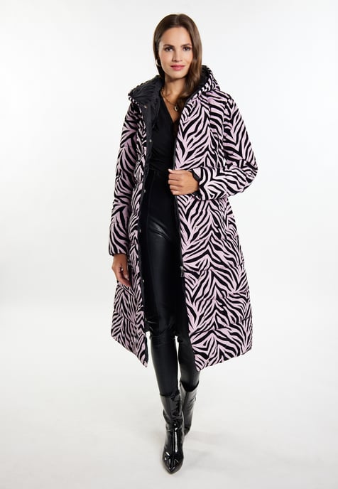 Faina Langer Steppmantel Damen Lila Zebra - Image 2