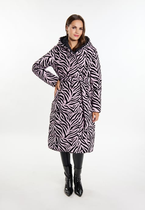 Faina Langer Steppmantel Damen Lila Zebra - Image 4