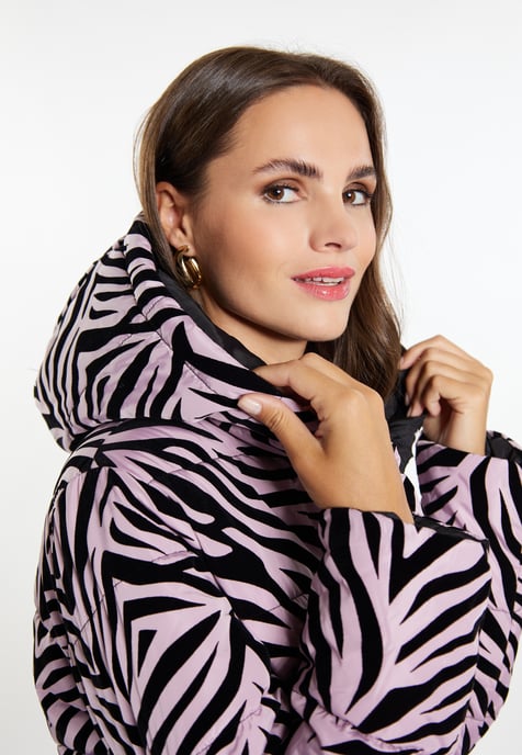 Faina Langer Steppmantel Damen Lila Zebra - Image 5