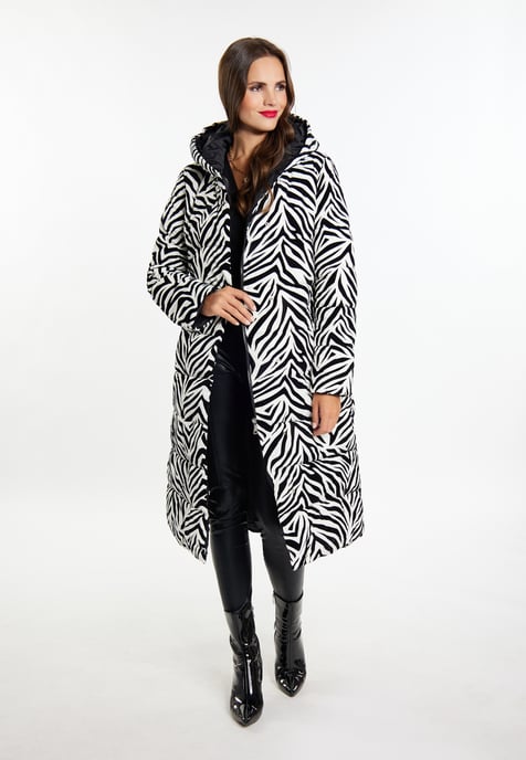 Faina Langer Steppmantel Damen Weiss Zebra - Image 2