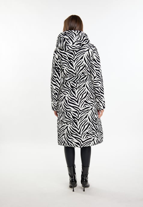 Faina Langer Steppmantel Damen Weiss Zebra - Image 3