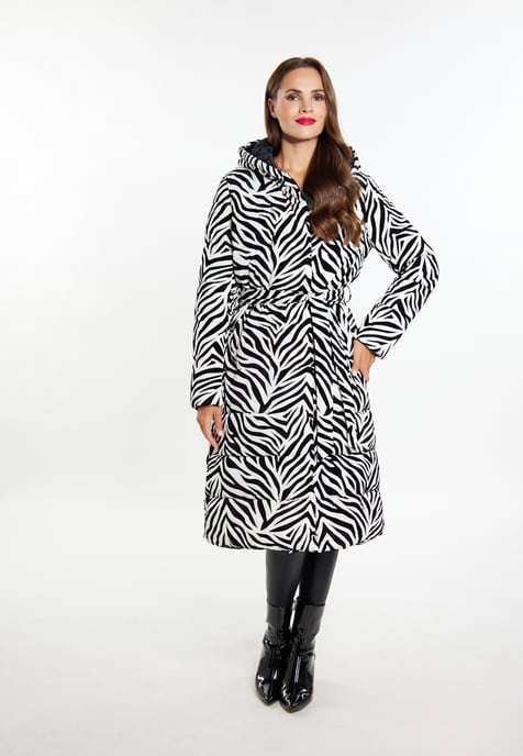 Faina Langer Steppmantel Damen Weiss Zebra - Image 4