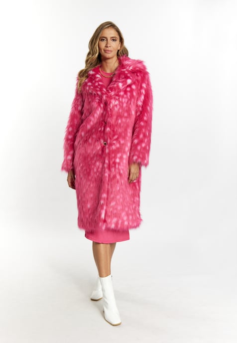 Faina Mantel aus Kunstfell Damen rosa weiss - Image 4