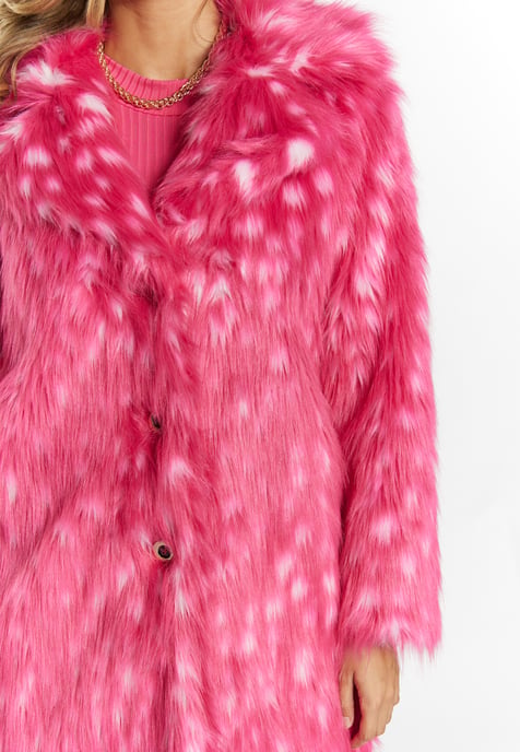Faina Mantel aus Kunstfell Damen rosa weiss - Image 5