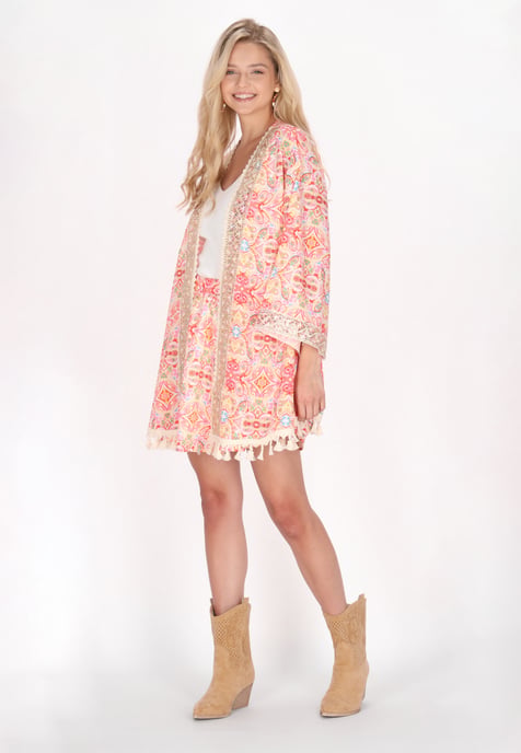 IZIA Kimono Damen Rosa Mehrfarbig - Image 2